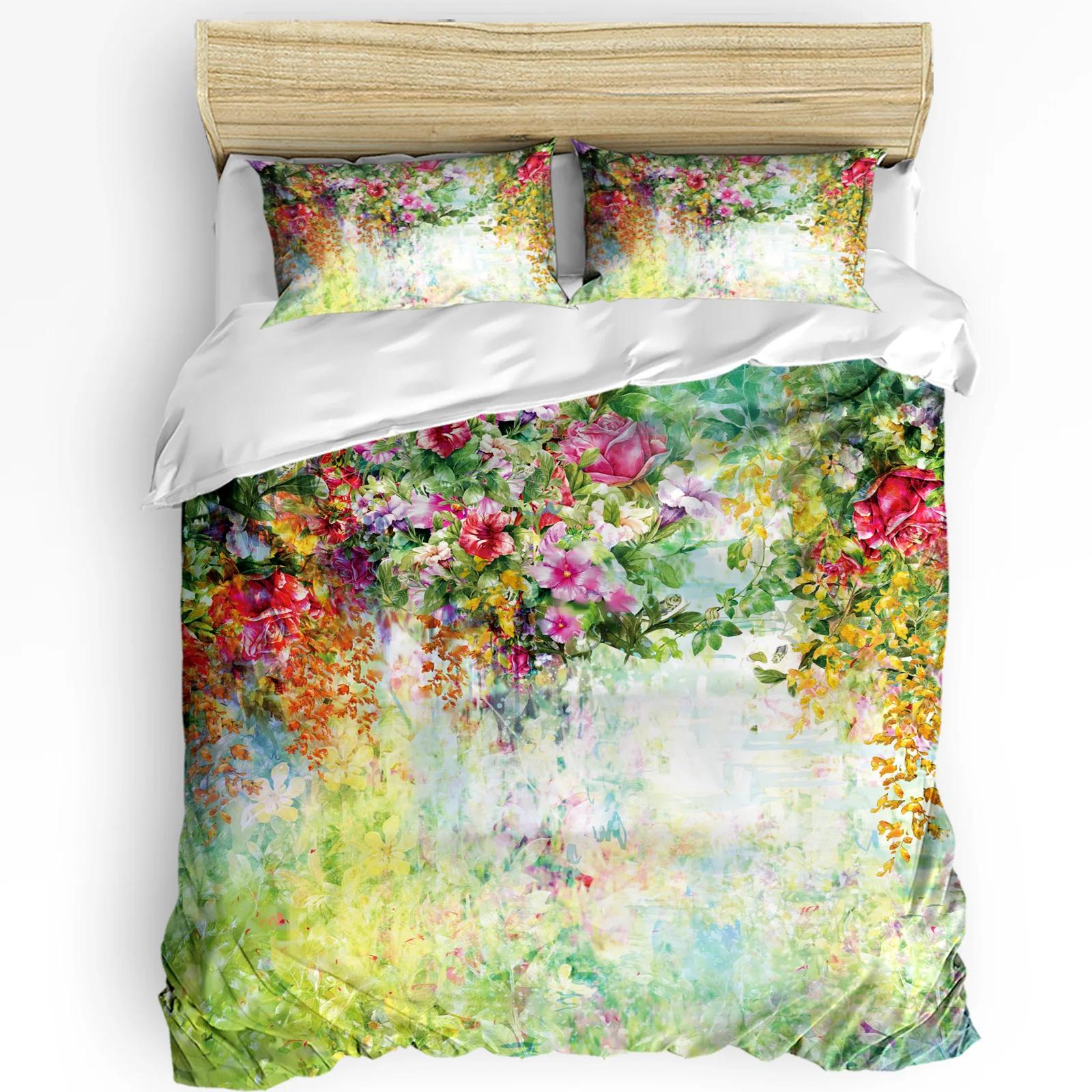 Spring Flowers Bloom 3pcs Duvet Cover SetPillow Case Double Comforter Bedding Set Quilt Cover Couple Bed